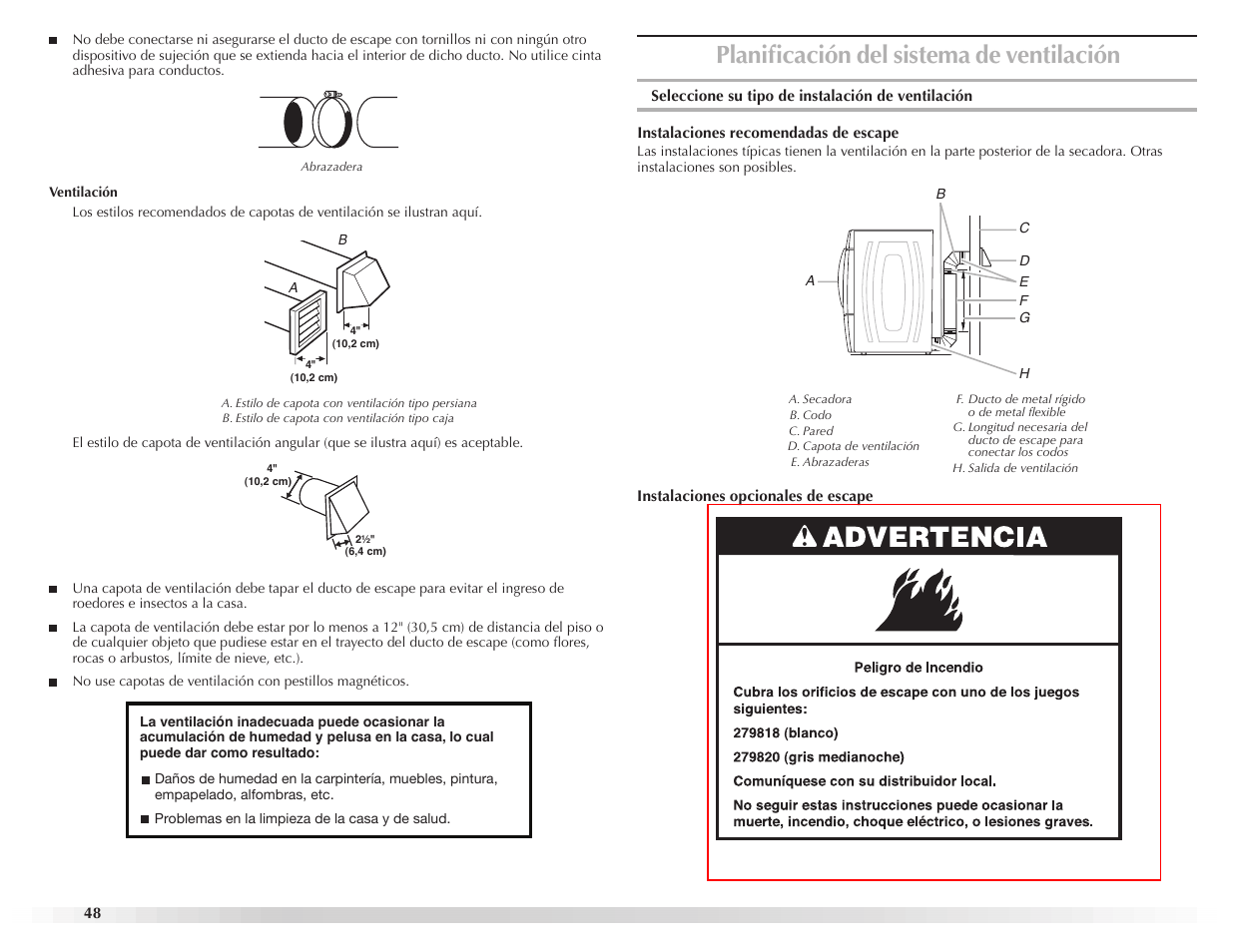 Planificación del sistema de ventilación | Maytag EPIC Z W10112937B User Manual | Page 48 / 92