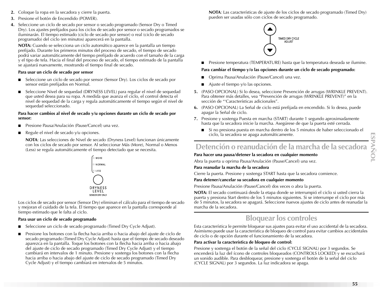 Bloquear los controles | Maytag EPIC Z W10112937B User Manual | Page 55 / 92