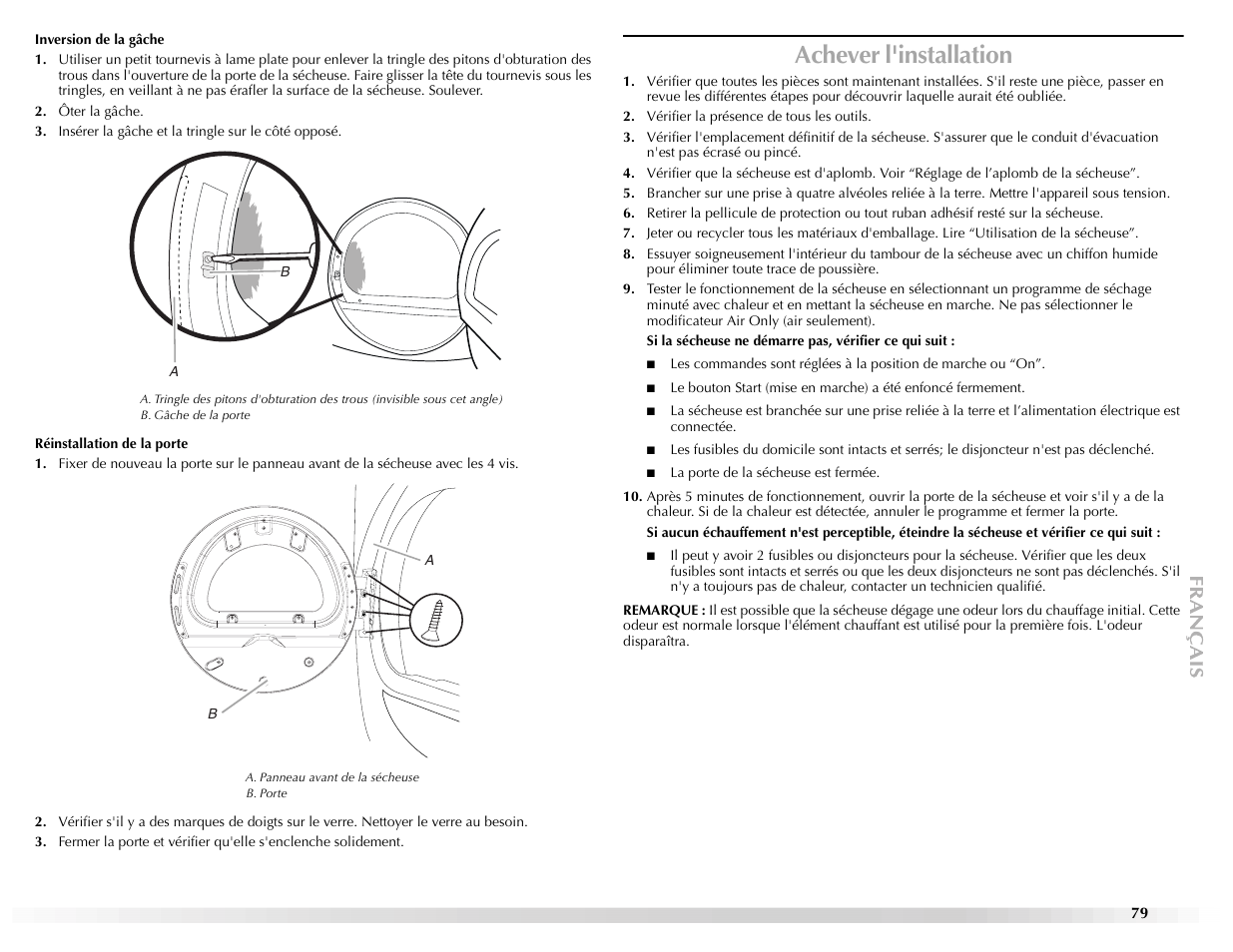 Achever l'installation | Maytag EPIC Z W10112937B User Manual | Page 79 / 92