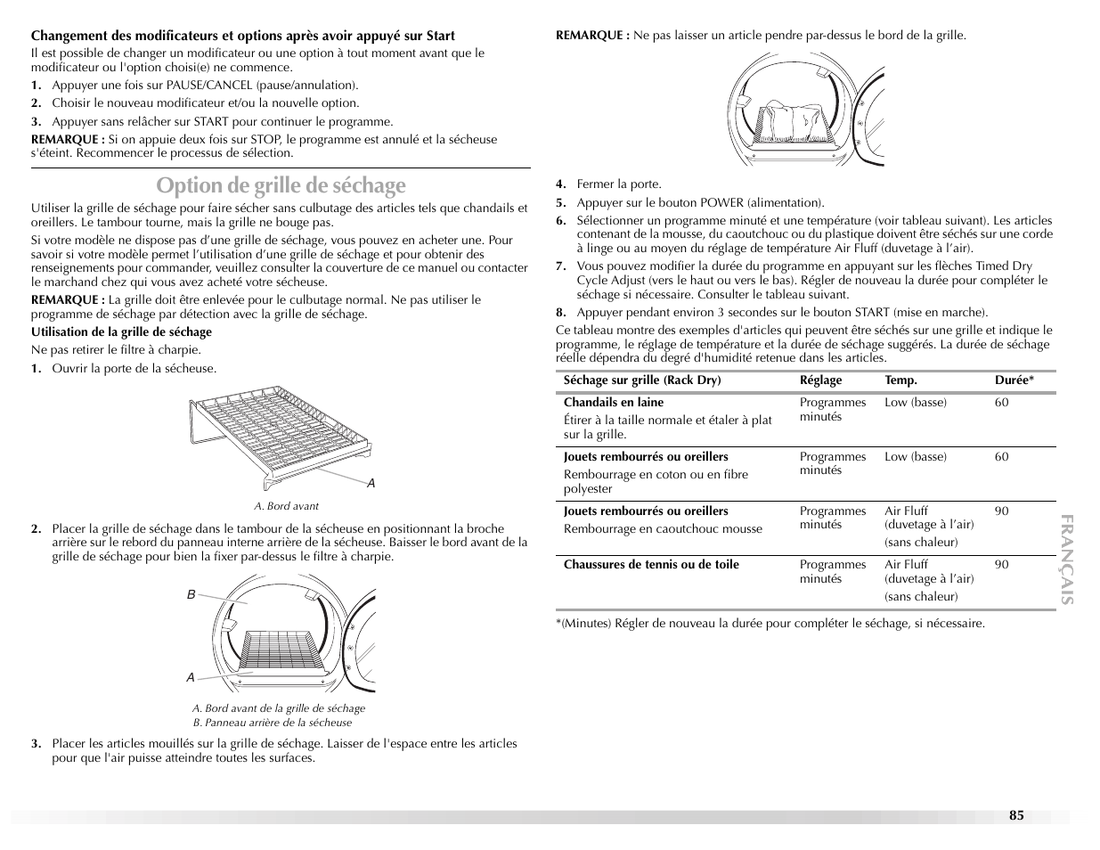 Option de grille de séchage | Maytag EPIC Z W10112937B User Manual | Page 85 / 92