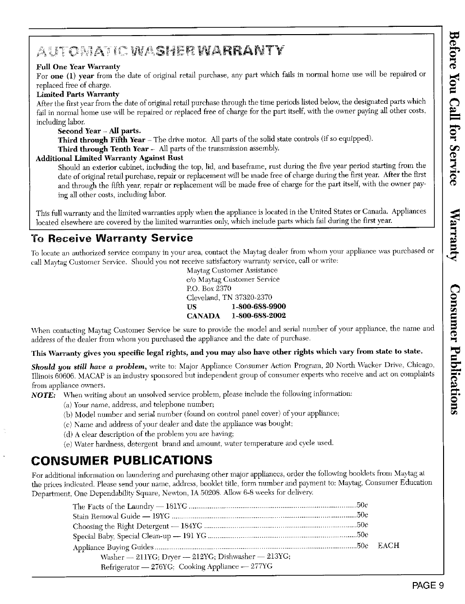 Wmermity, Consumer publications | Maytag LAT8824 User Manual | Page 10 / 10