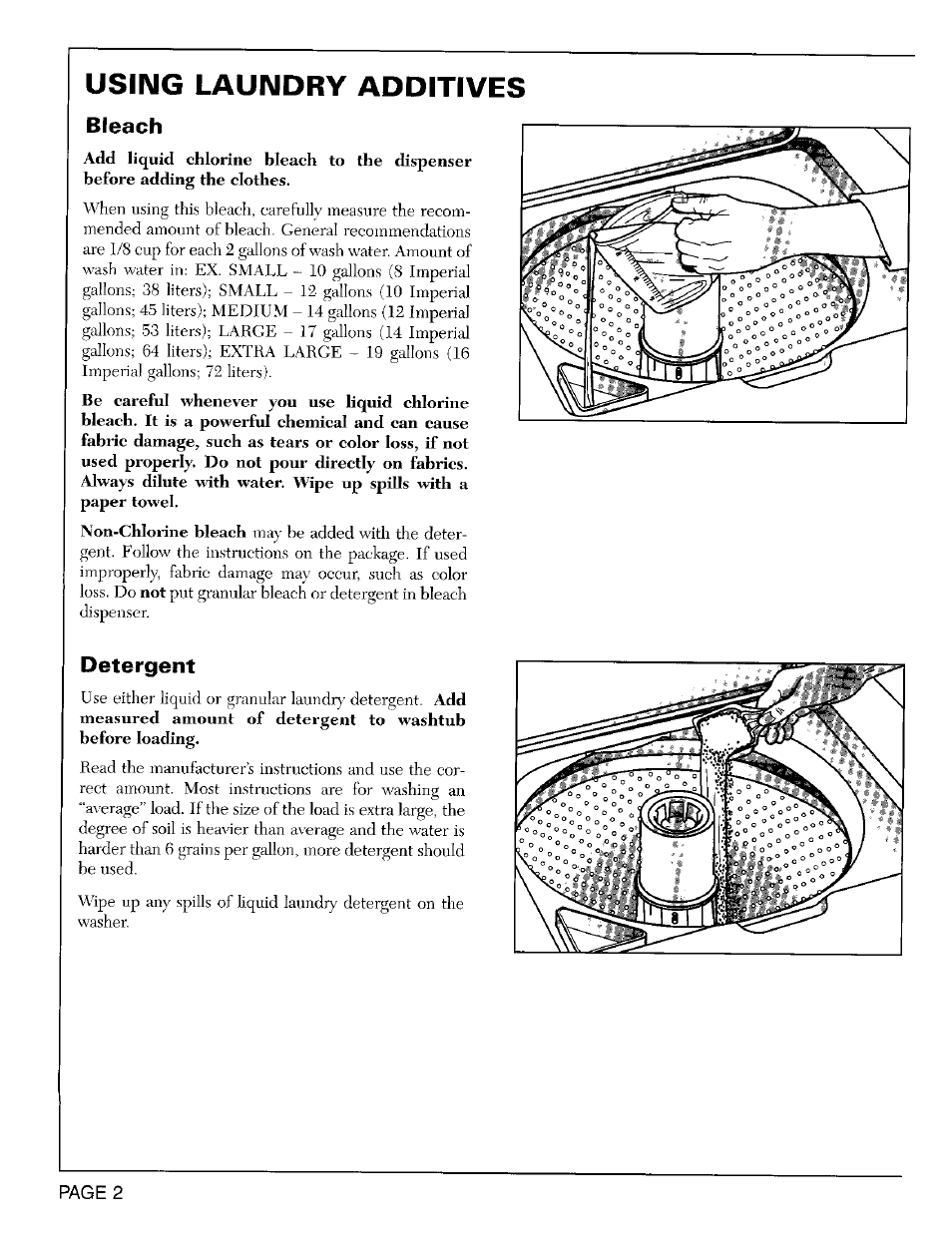 Using laundry additives, Bleach, Detergent | Maytag LAT8824 User Manual | Page 3 / 10