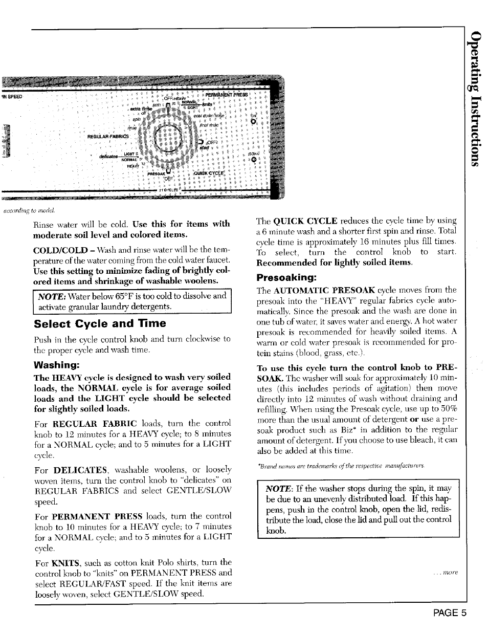 Washing, Presoaking, Select cycle and time | Maytag LAT8824 User Manual | Page 6 / 10