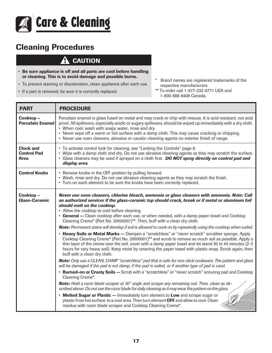 Care & cleaning, Cleaning procedures, Caution | Maytag MES5752BAW User Manual | Page 18 / 76