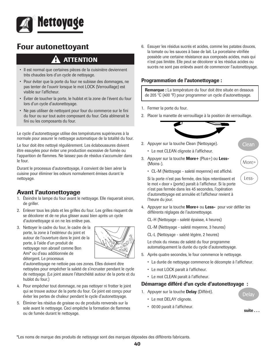 Nettoyage, Four autonettoyant, Attention | Avant l’autonettoyage | Maytag MES5752BAW User Manual | Page 41 / 76