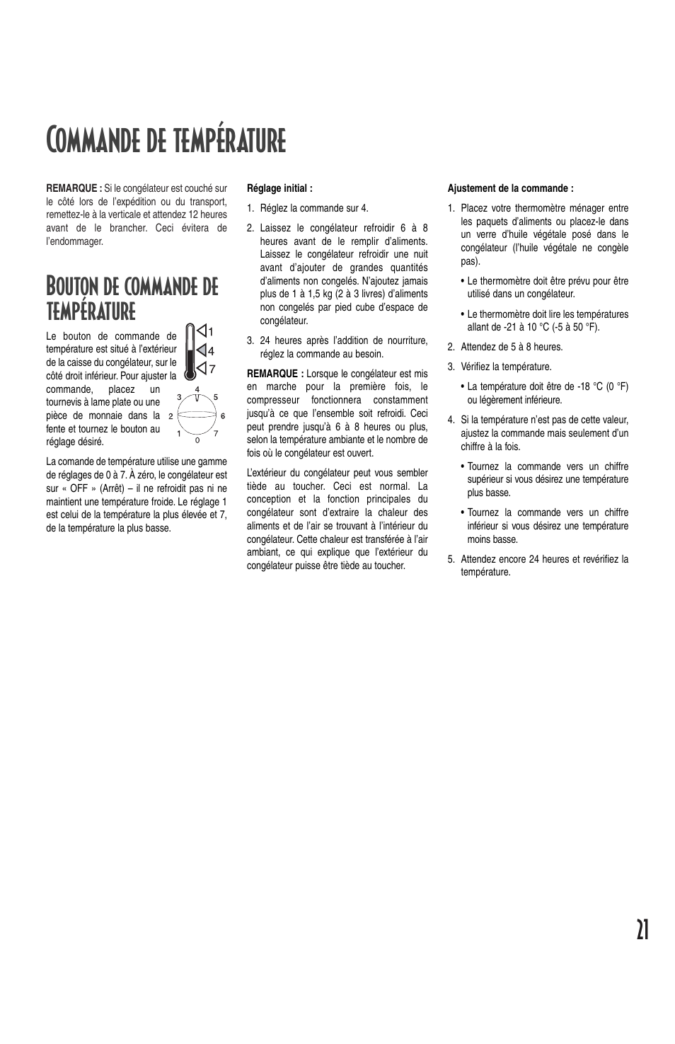 Commande de température, Bouton de commande de température | Maytag MQC2257BEW User Manual | Page 21 / 48
