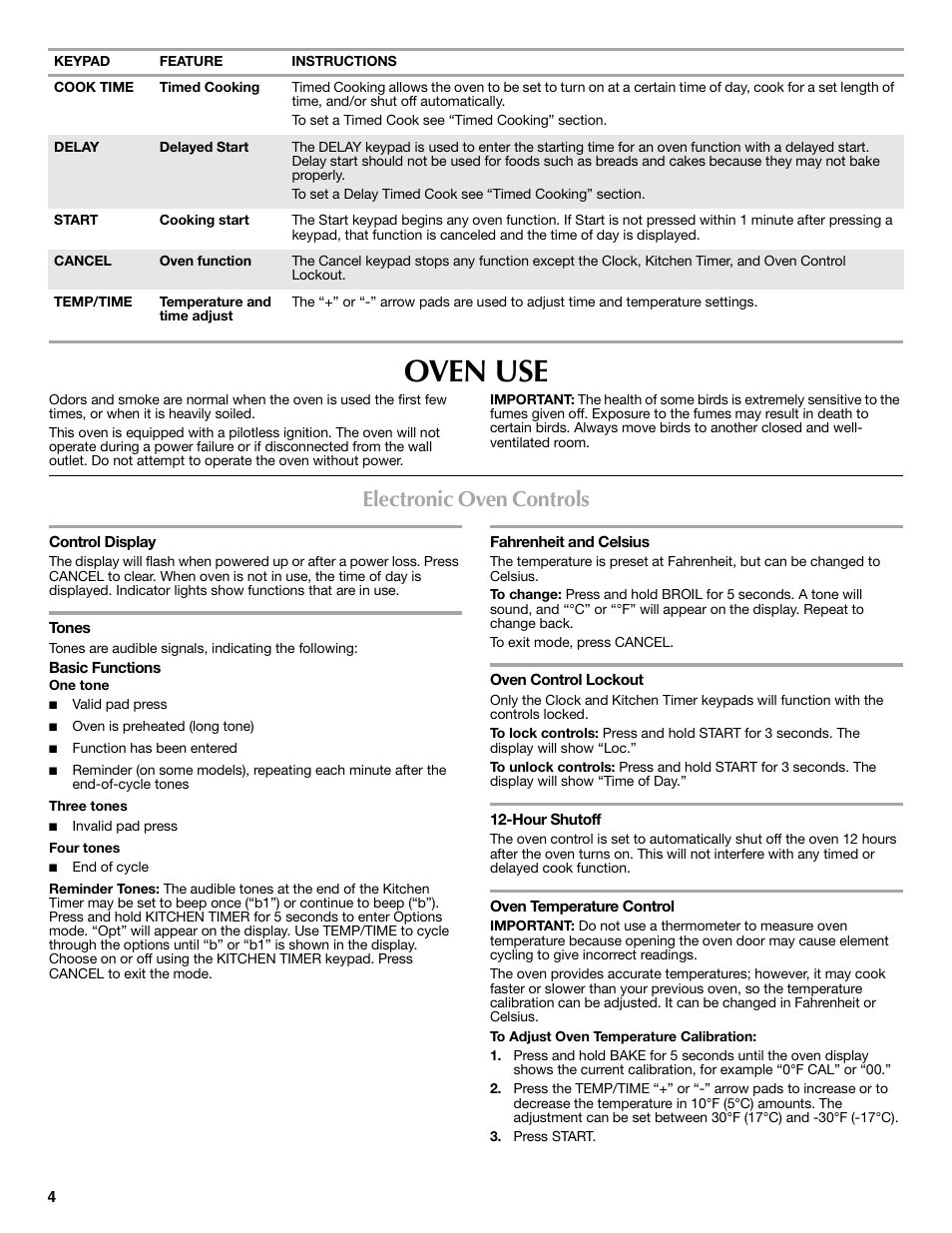 Oven use, Electronic oven controls | Maytag W10203503B User Manual | Page 4 / 8