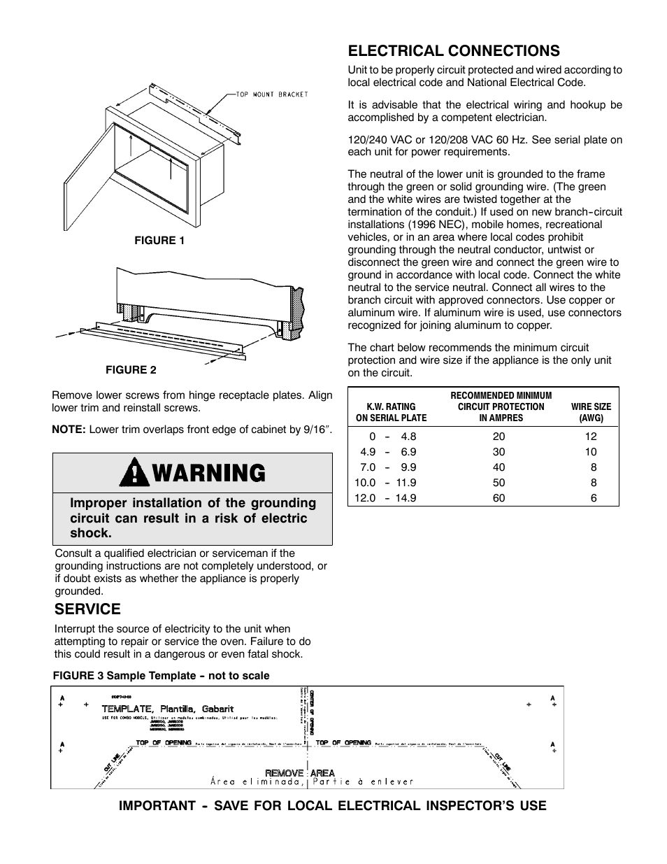 Electrical connections, Service | Maytag 11-06-00 User Manual | Page 2 / 6