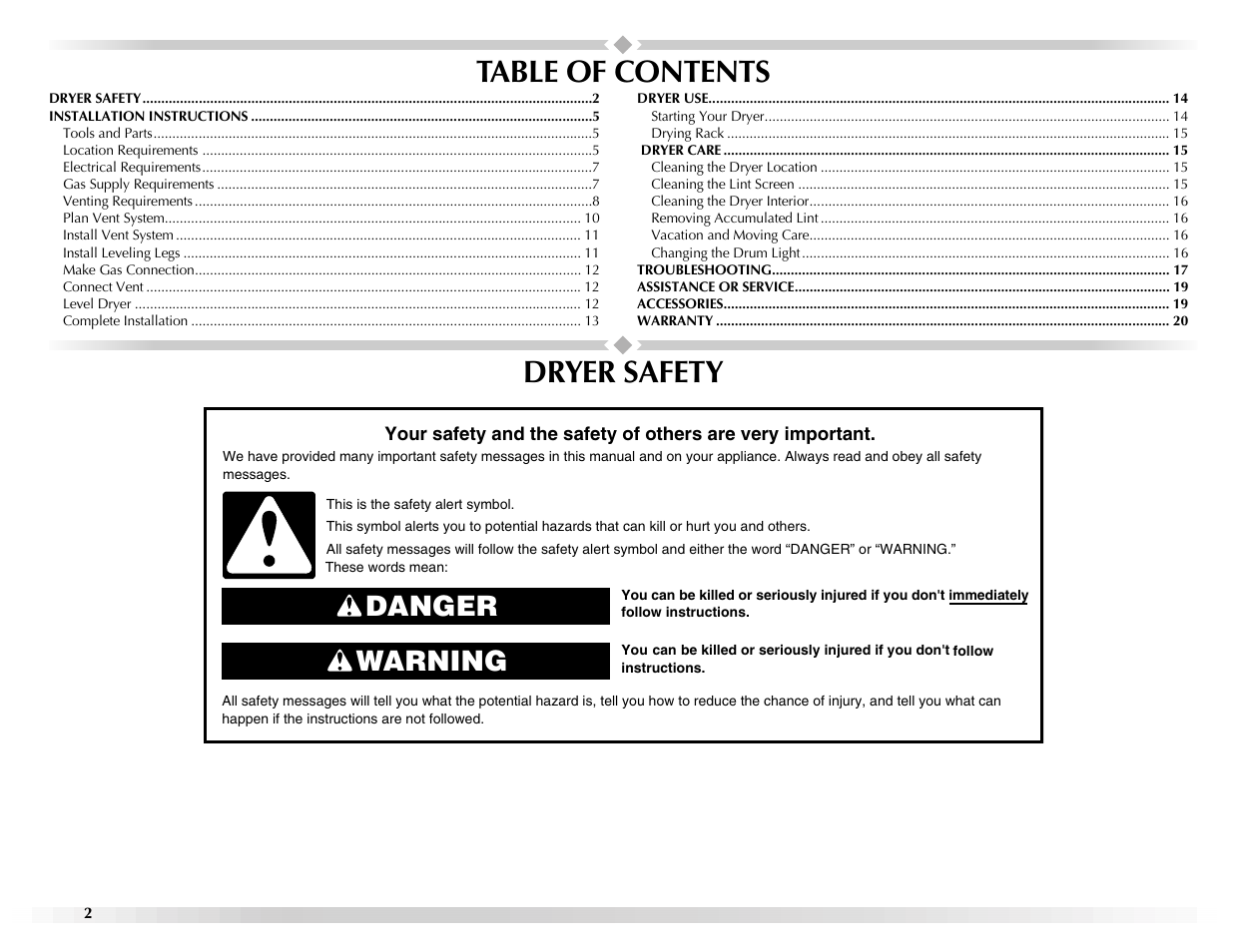 Maytag W10155112A User Manual | Page 2 / 20