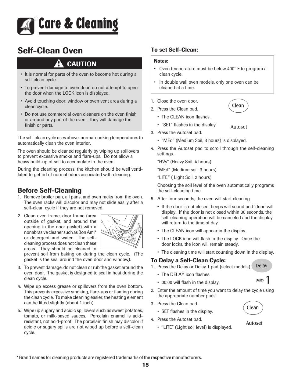 Care & cleaning, Self-clean oven, Caution | Before self-cleaning | Maytag Wall Oven User Manual | Page 16 / 68