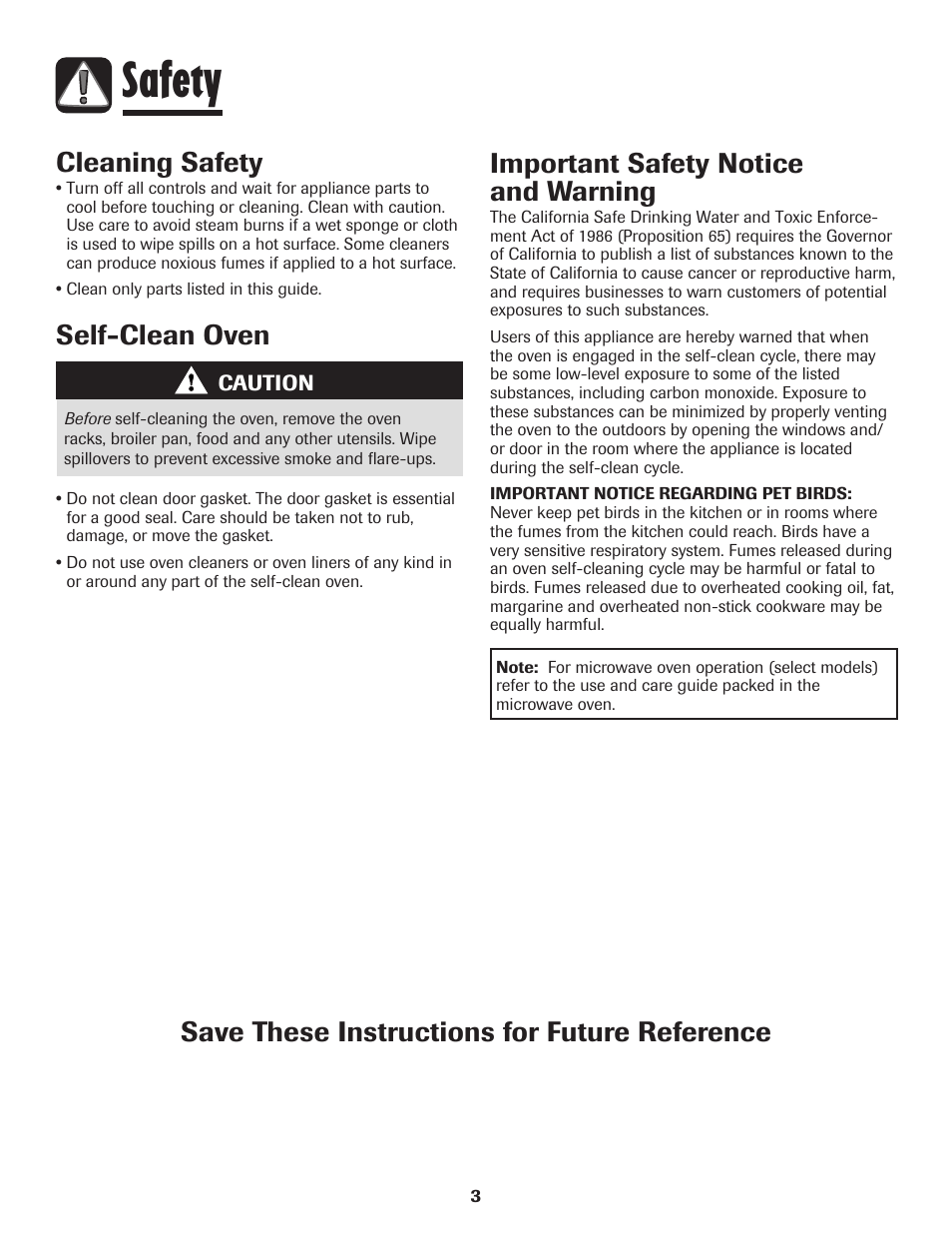 Safety, Cleaning safety, Self-clean oven | Important safety notice and warning, Save these instructions for future reference | Maytag Wall Oven User Manual | Page 4 / 68