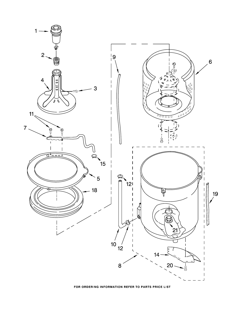 Agitator, basket and tub, Agitator, basket and tub parts | Maytag LCR7244HQ1 User Manual | Page 5 / 11