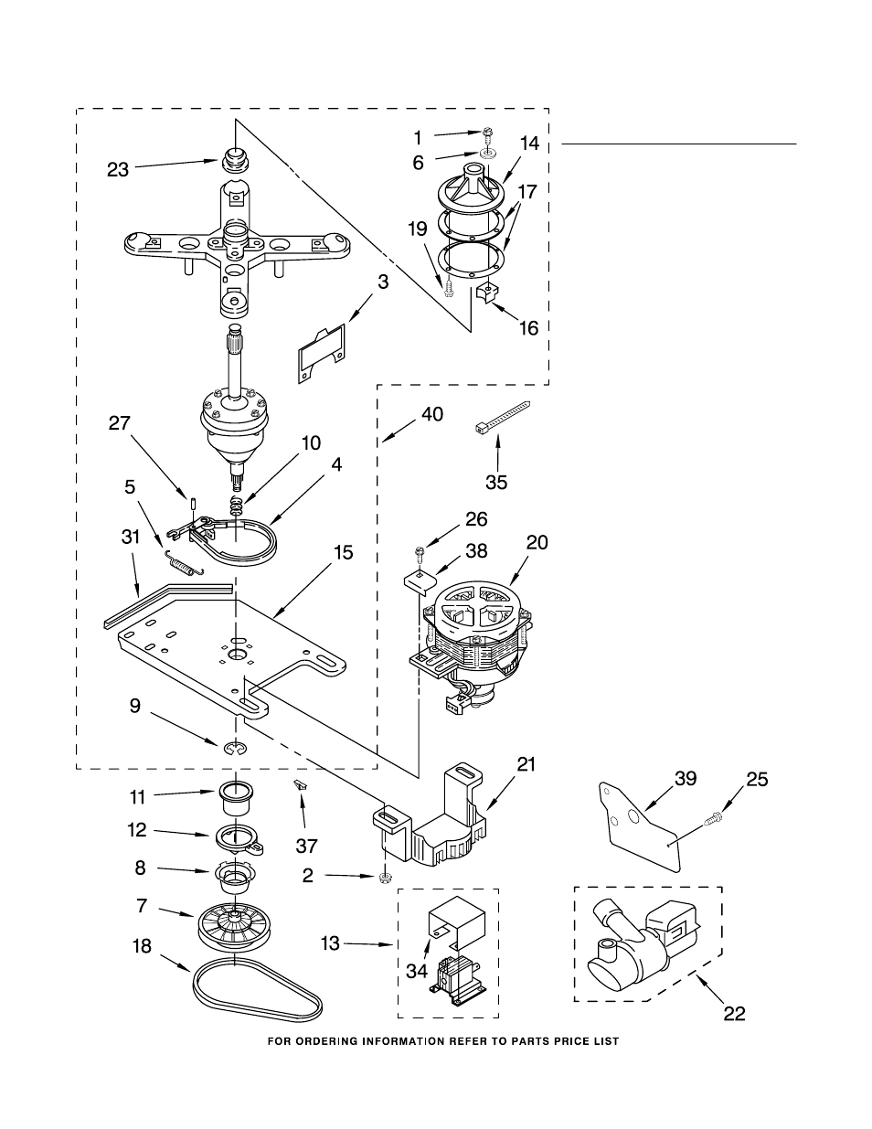 Transmission, motor and pump, Transmission, motor and pump parts | Maytag LCR7244HQ1 User Manual | Page 7 / 11