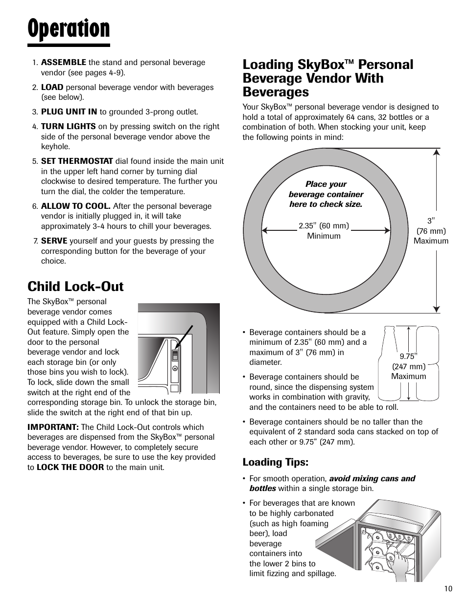 Operation, Child lock-out | Maytag MBV1976AA User Manual | Page 11 / 48