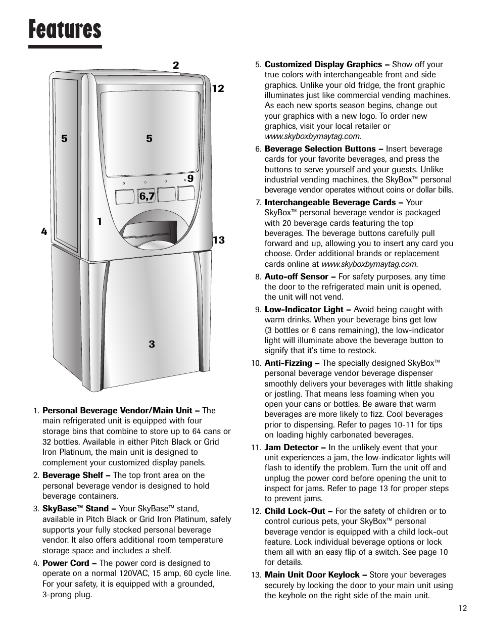 Features | Maytag MBV1976AA User Manual | Page 13 / 48