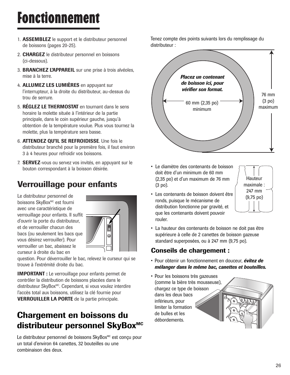 Fonctionnement, Verrouillage pour enfants | Maytag MBV1976AA User Manual | Page 27 / 48