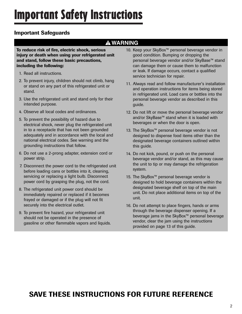 Important safety instructions, Save these instructions for future reference | Maytag MBV1976AA User Manual | Page 3 / 48