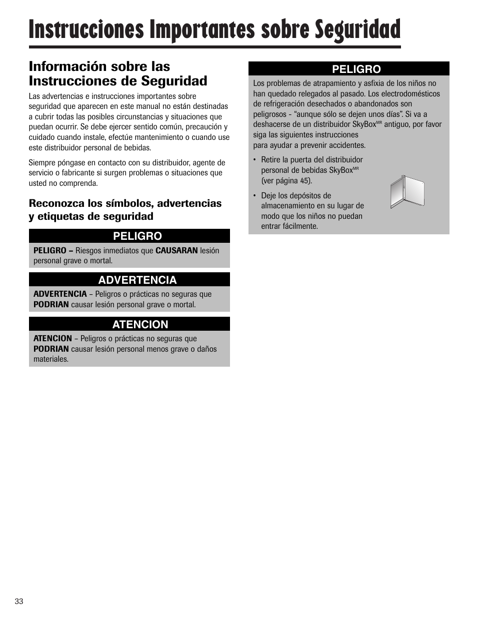 Instrucciones importantes sobre seguridad, Información sobre las instrucciones de seguridad | Maytag MBV1976AA User Manual | Page 34 / 48