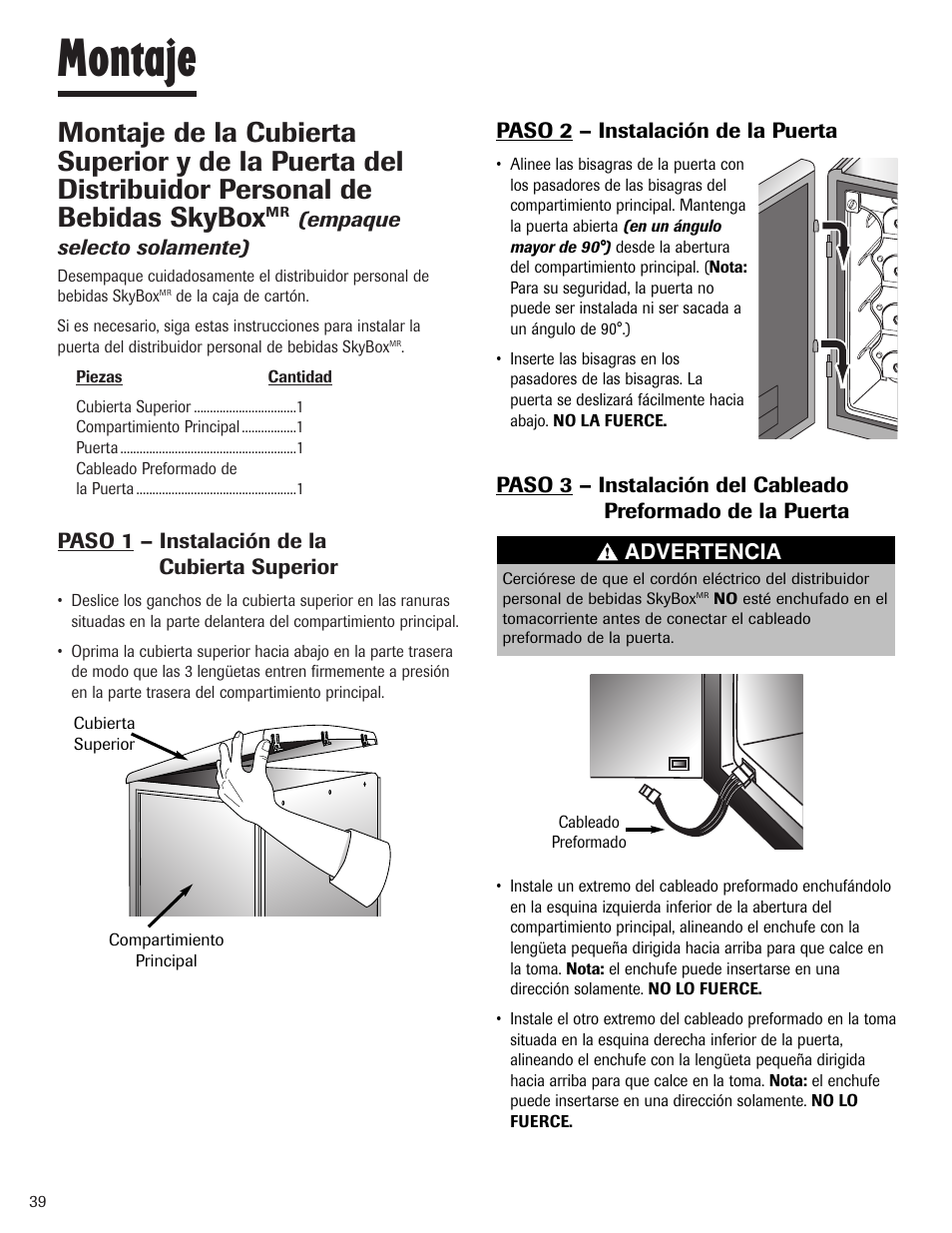 Montaje | Maytag MBV1976AA User Manual | Page 40 / 48