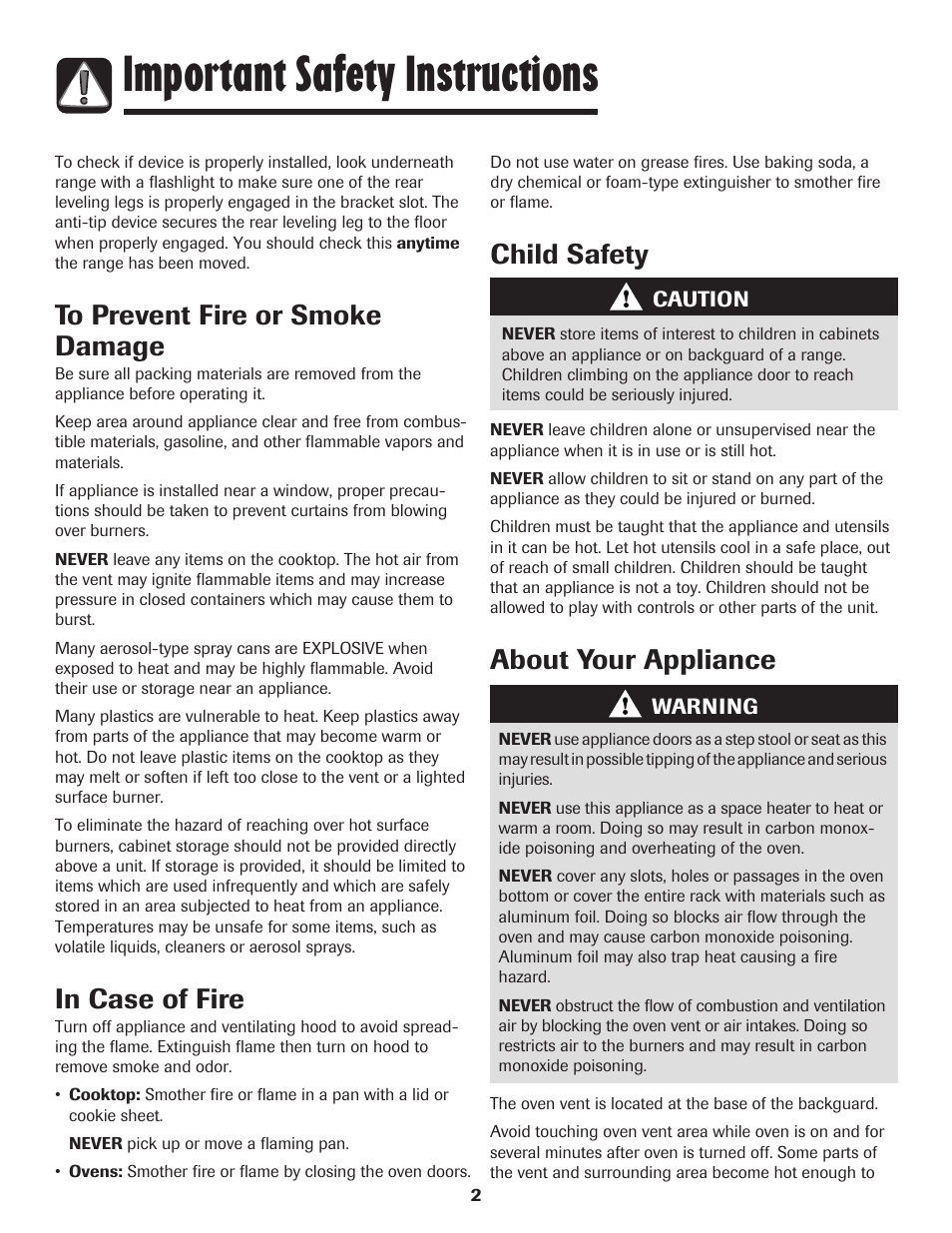 Important safety instructions, Child safety, About your appliance | Maytag MGR6751BDW User Manual | Page 3 / 76