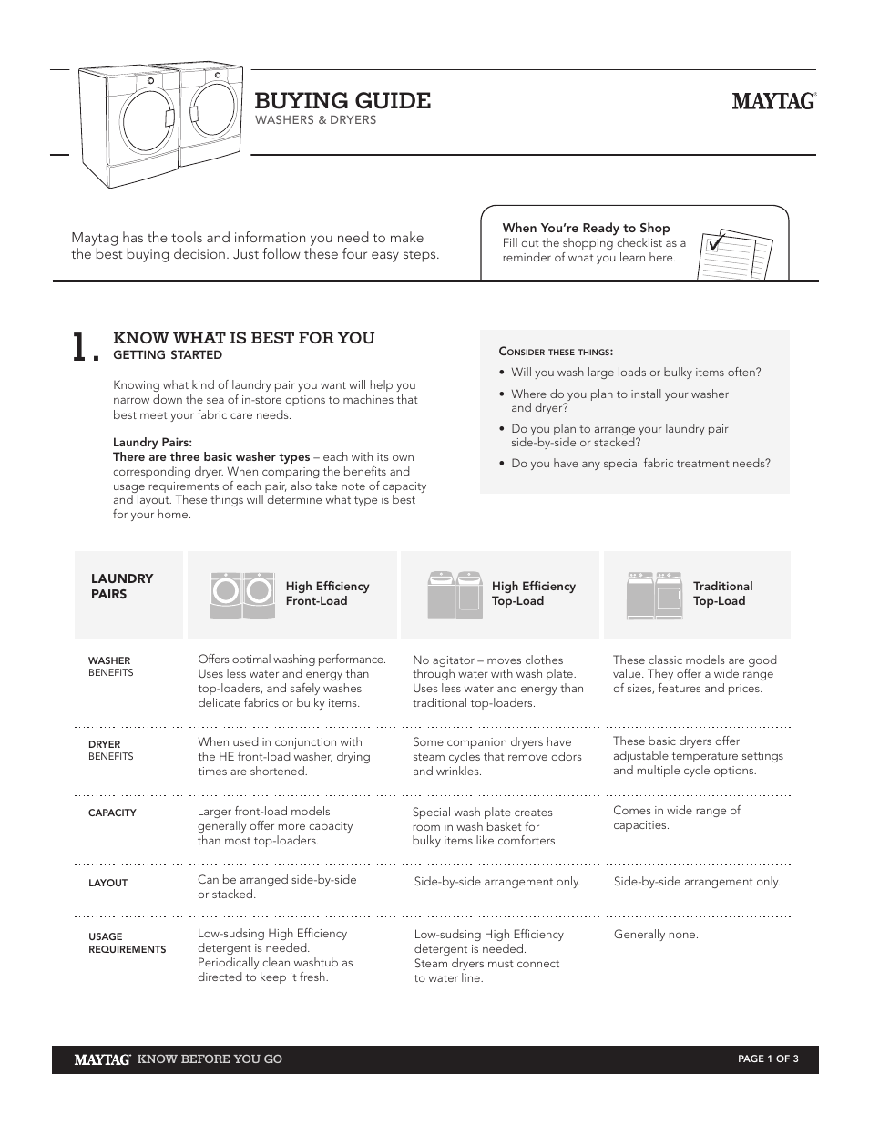 Maytag Washers & Dryers User Manual | 3 pages