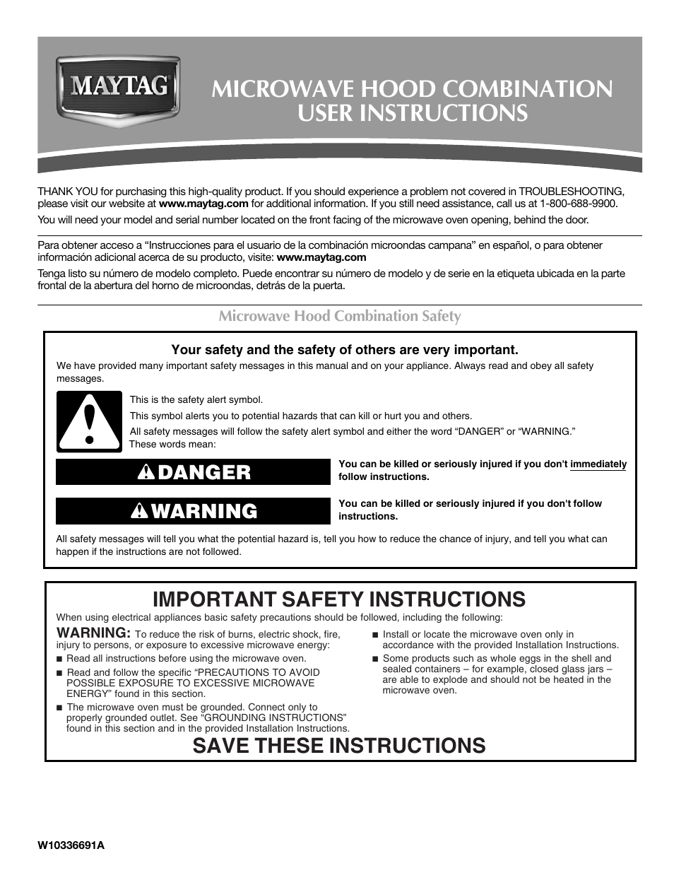 Maytag W10336691A User Manual | 8 pages