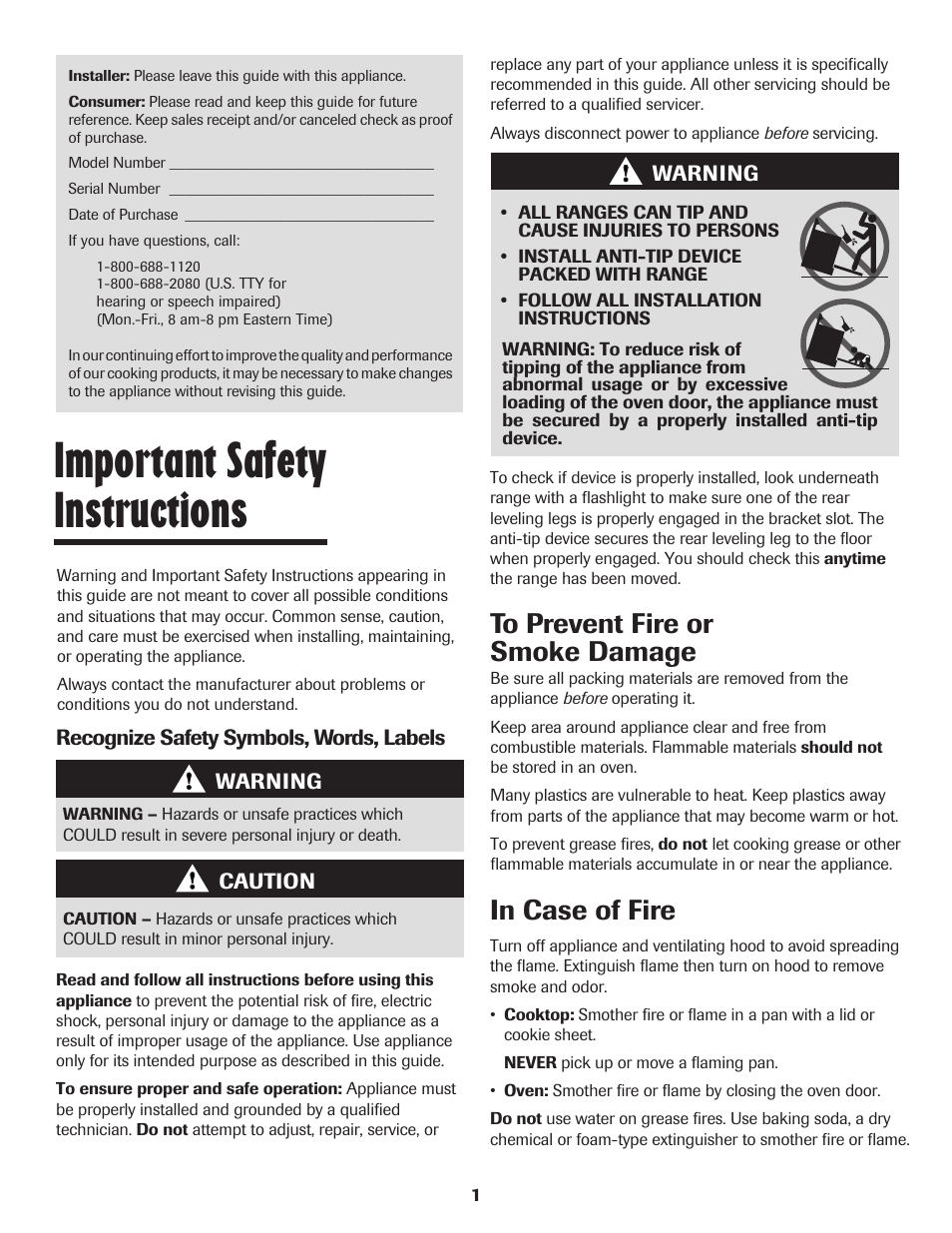 Important safety instructions | Maytag MAGIC CHEF CER3725AGW User Manual | Page 2 / 16