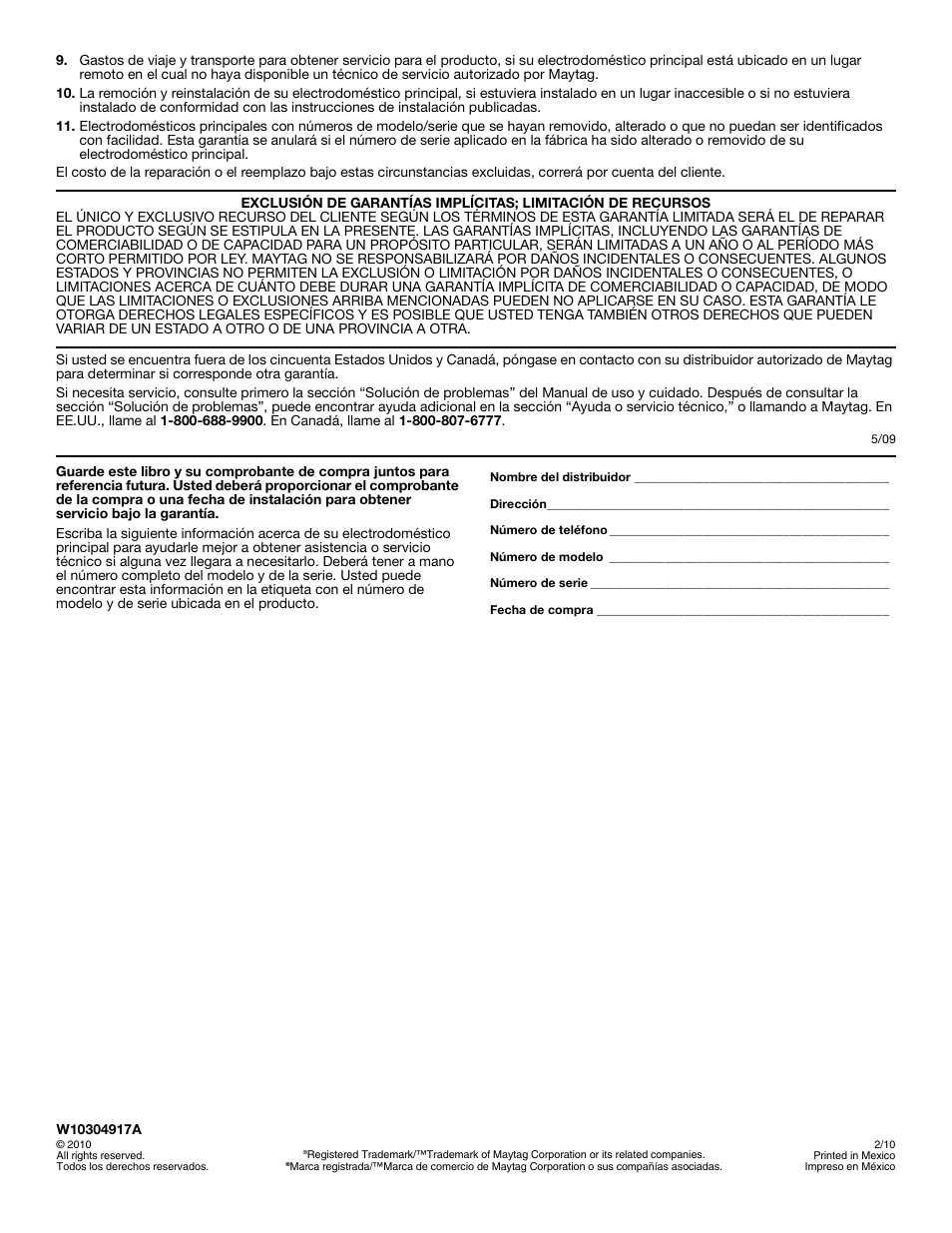 Maytag W10304917A User Manual | Page 32 / 32