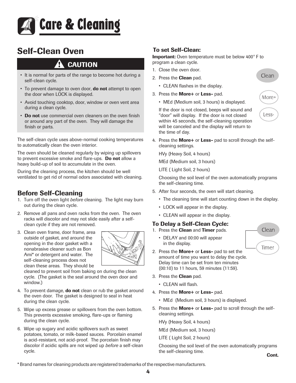 Care & cleaning, Self-clean oven, Caution | Before self-cleaning | Maytag MER5775RAW User Manual | Page 5 / 20