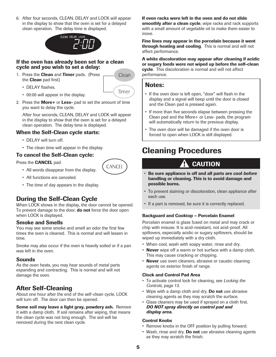 Cleaning procedures, During the self-clean cycle, After self-cleaning | Caution | Maytag MER5775RAW User Manual | Page 6 / 20
