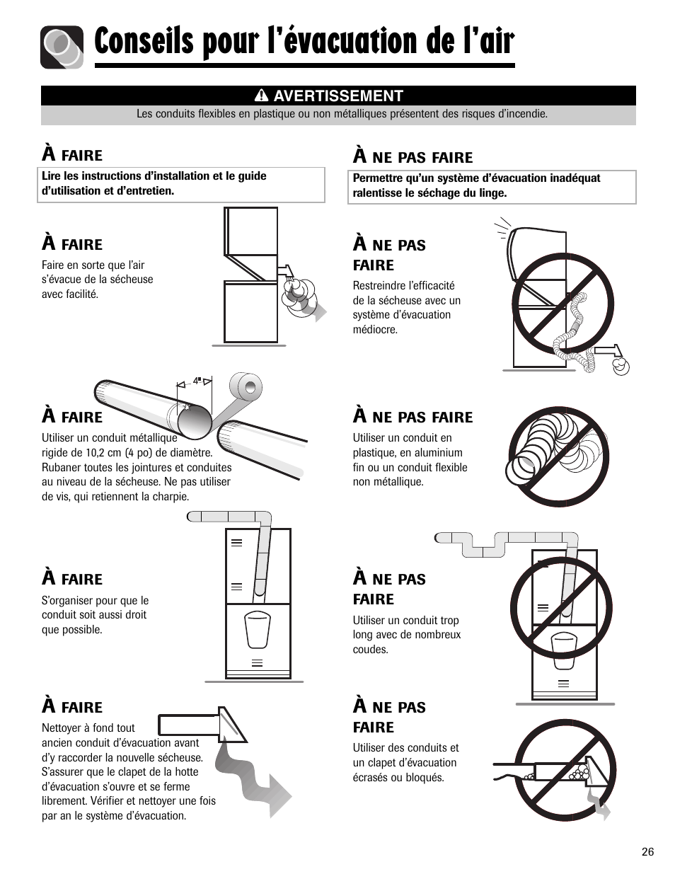 Conseils pour l’évacuation de l’air | Maytag LSG7806AAE User Manual | Page 27 / 48