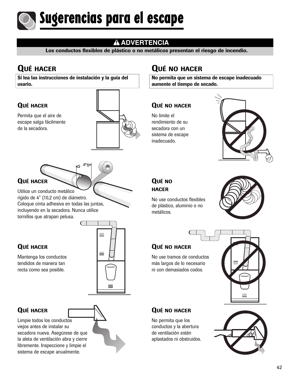 Sugerencias para el escape | Maytag LSG7806AAE User Manual | Page 43 / 48