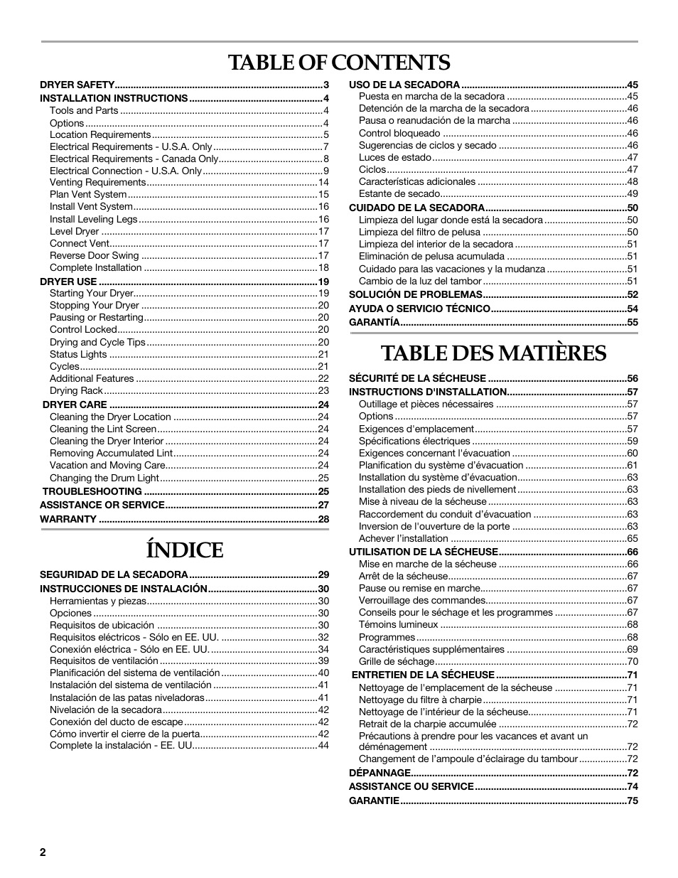 Maytag W10099070 User Manual | Page 2 / 76