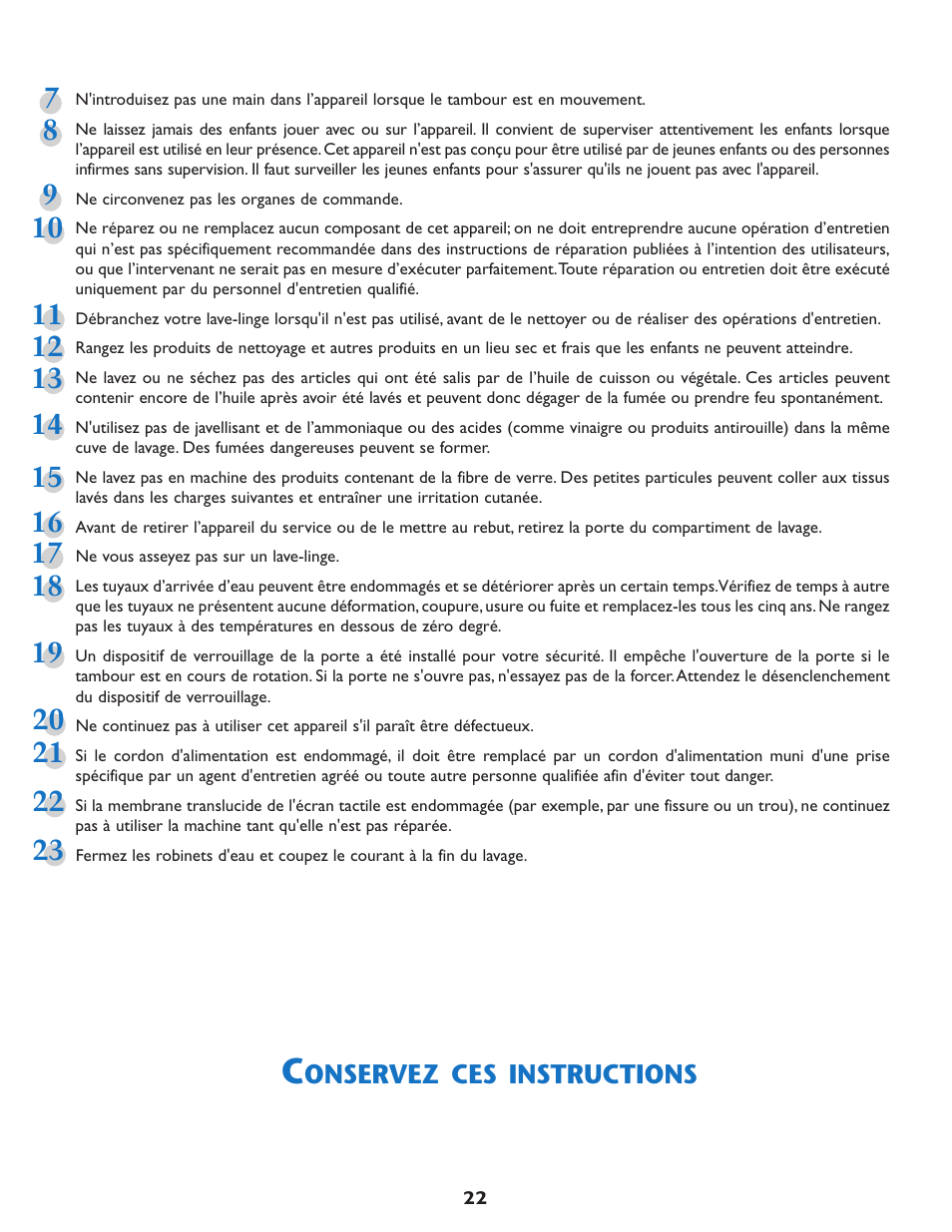 Onservez ces instructions | Maytag MAH7550AGW User Manual | Page 23 / 80