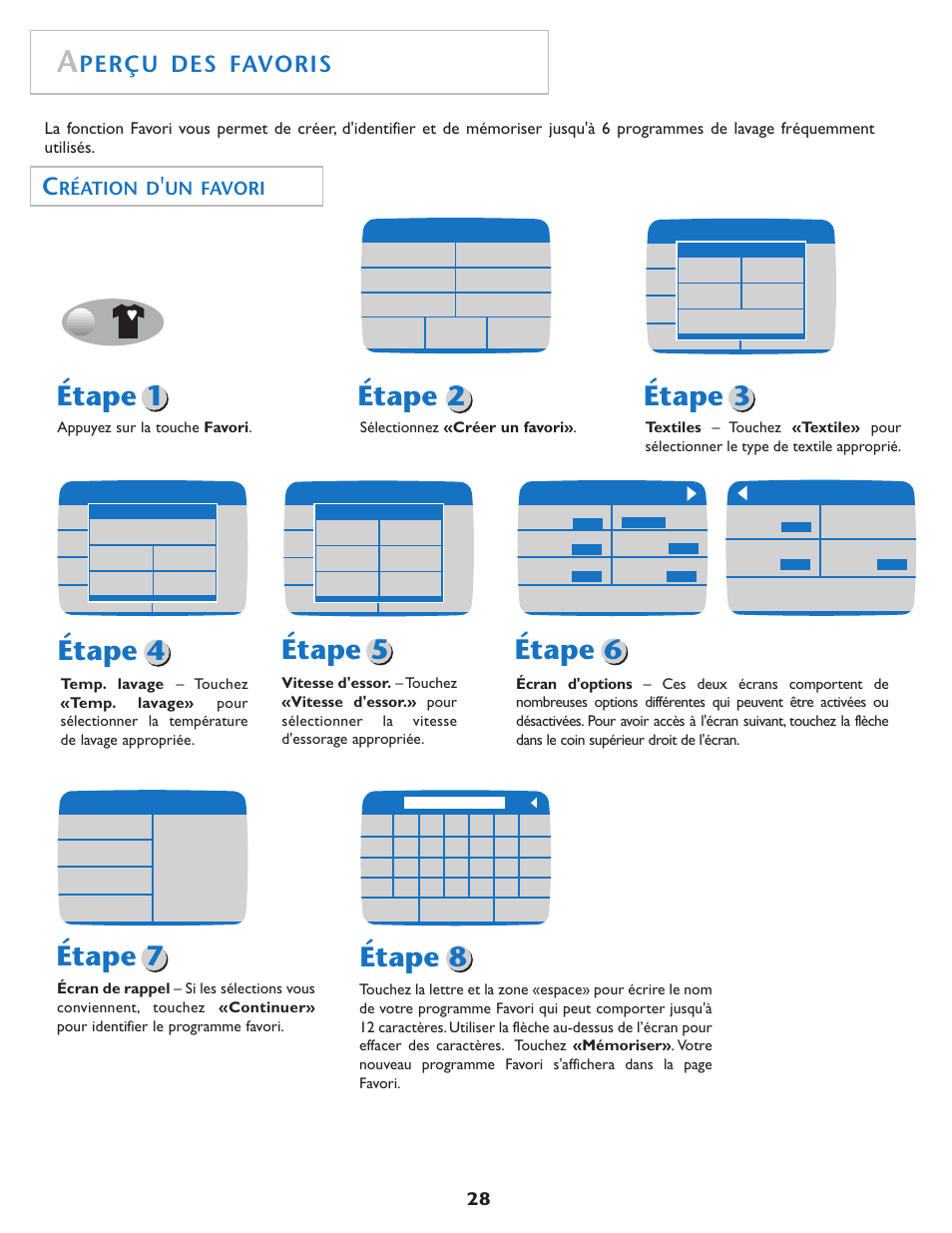 Étape 7, Étape 8, Étape 2 | Perçu des favoris, Réation d, Un favori | Maytag MAH7550AGW User Manual | Page 29 / 80
