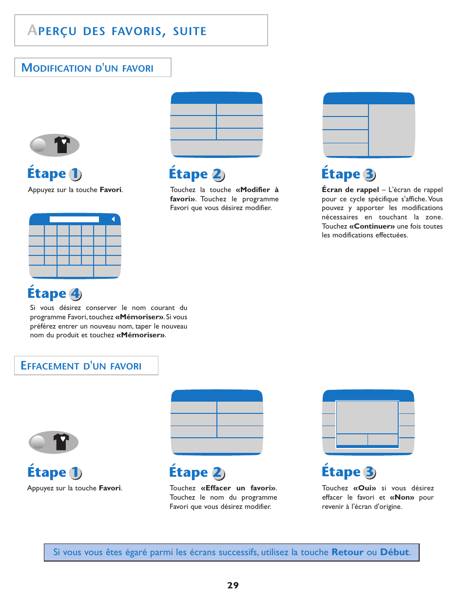 Perçu des favoris, Suite, Odification d | Un favori, Ffacement d | Maytag MAH7550AGW User Manual | Page 30 / 80