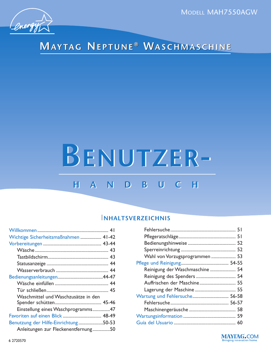 Enutzer | Maytag MAH7550AGW User Manual | Page 41 / 80