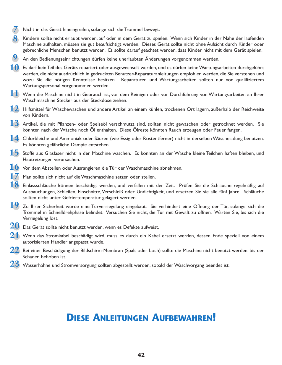 Iese, Nleitungen, Ufbewahren | Maytag MAH7550AGW User Manual | Page 43 / 80