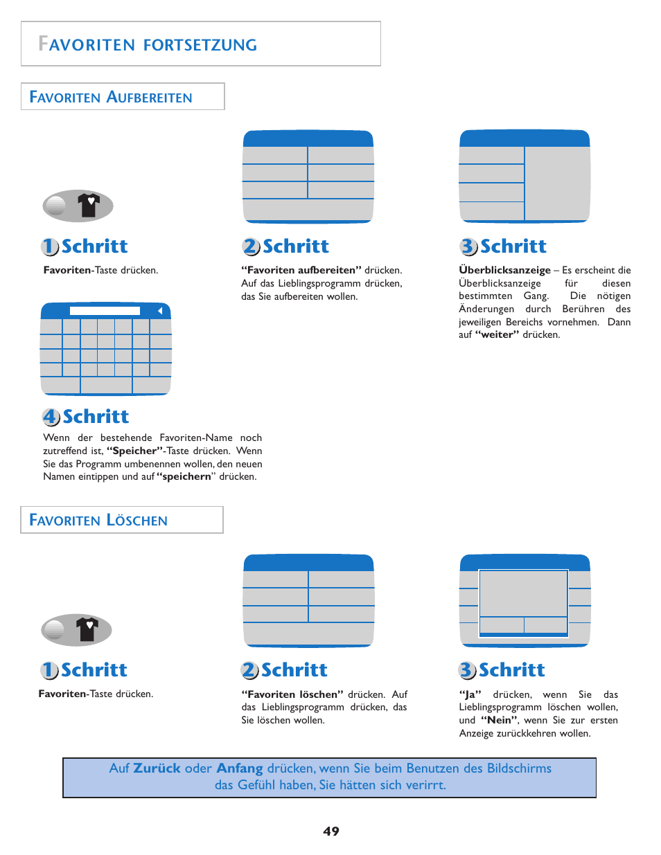 Avoriten fortsetzung, Avoriten, Ufbereiten | Öschen | Maytag MAH7550AGW User Manual | Page 50 / 80