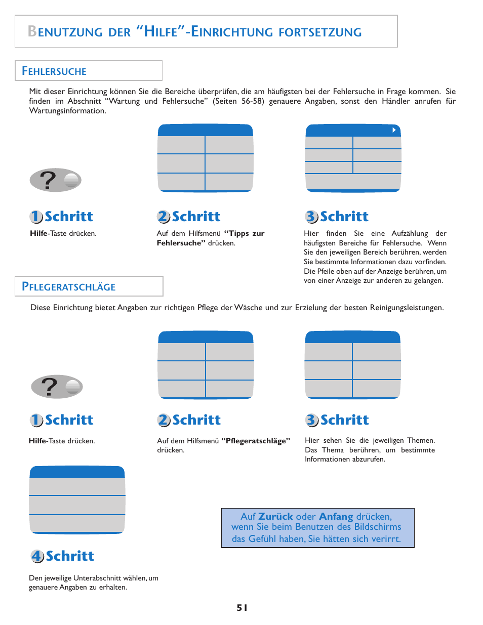 Enutzung der, Ilfe, Inrichtung fortsetzung | Maytag MAH7550AGW User Manual | Page 52 / 80