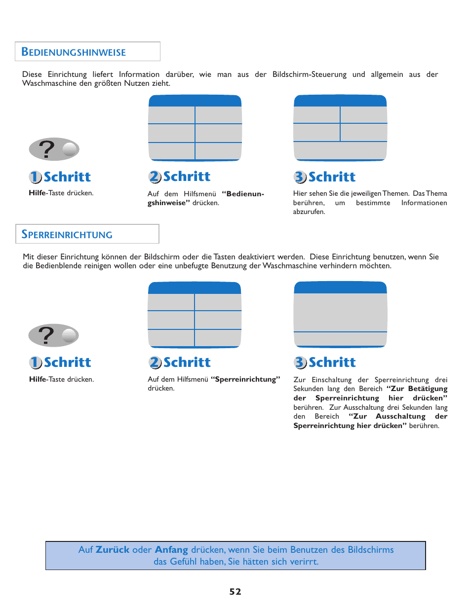 Edienungshinweise, Perreinrichtung | Maytag MAH7550AGW User Manual | Page 53 / 80