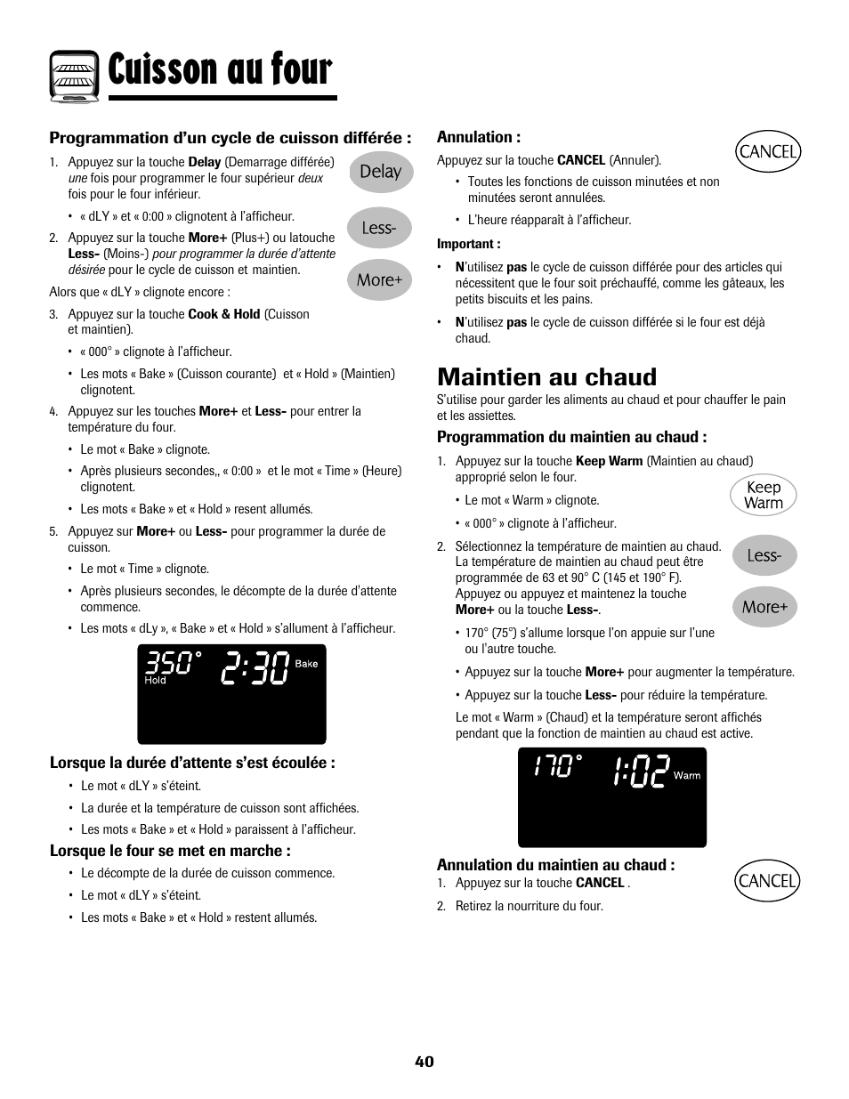 8113p636-60.p41, Cuisson au four, Maintien au chaud | Maytag 8113P636-60 User Manual | Page 41 / 84