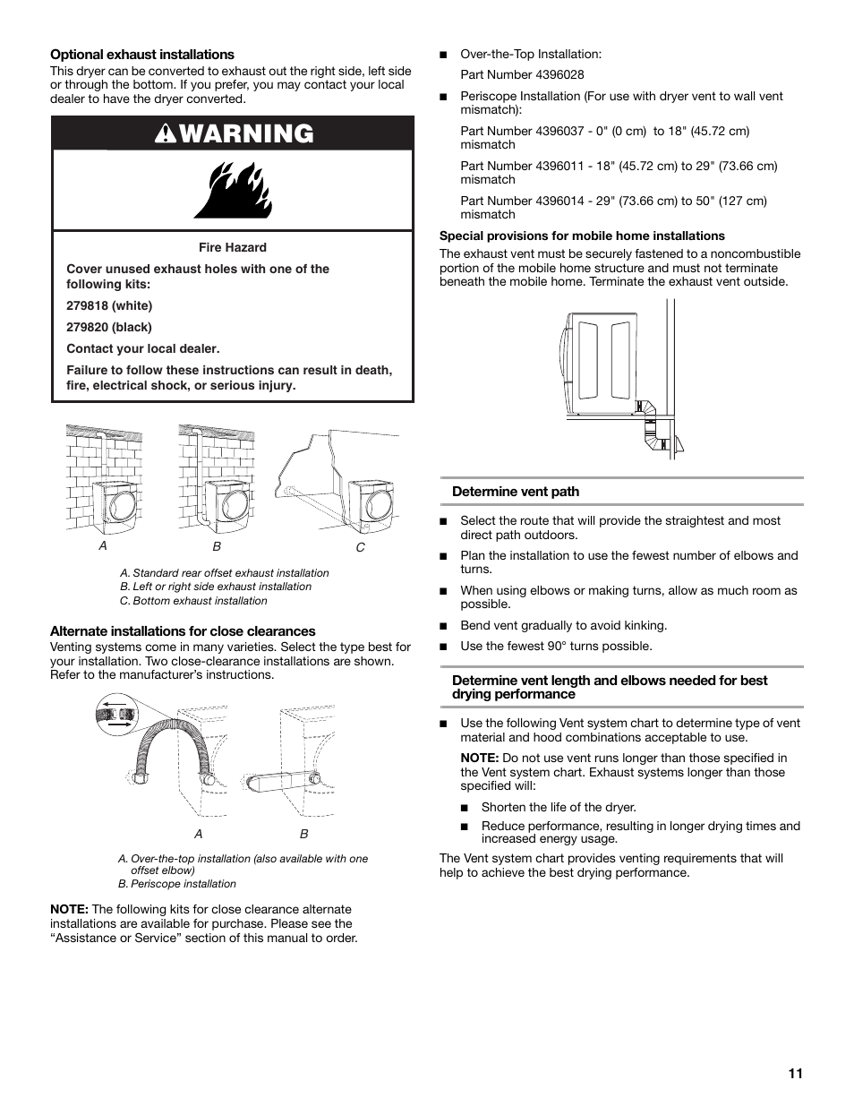 Warning | Maytag W10099060 User Manual | Page 11 / 76