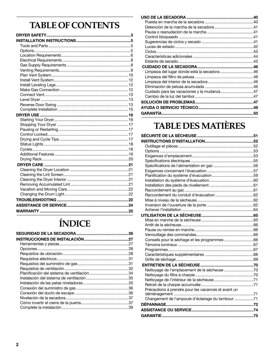 Maytag W10099060 User Manual | Page 2 / 76