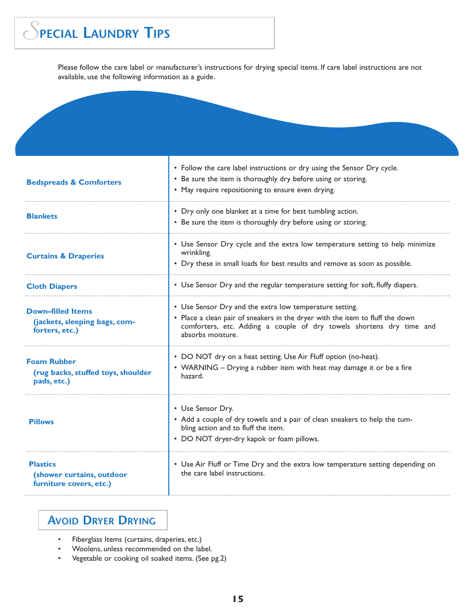 Pecial, Aundry | Maytag MD7500 User Manual | Page 16 / 20
