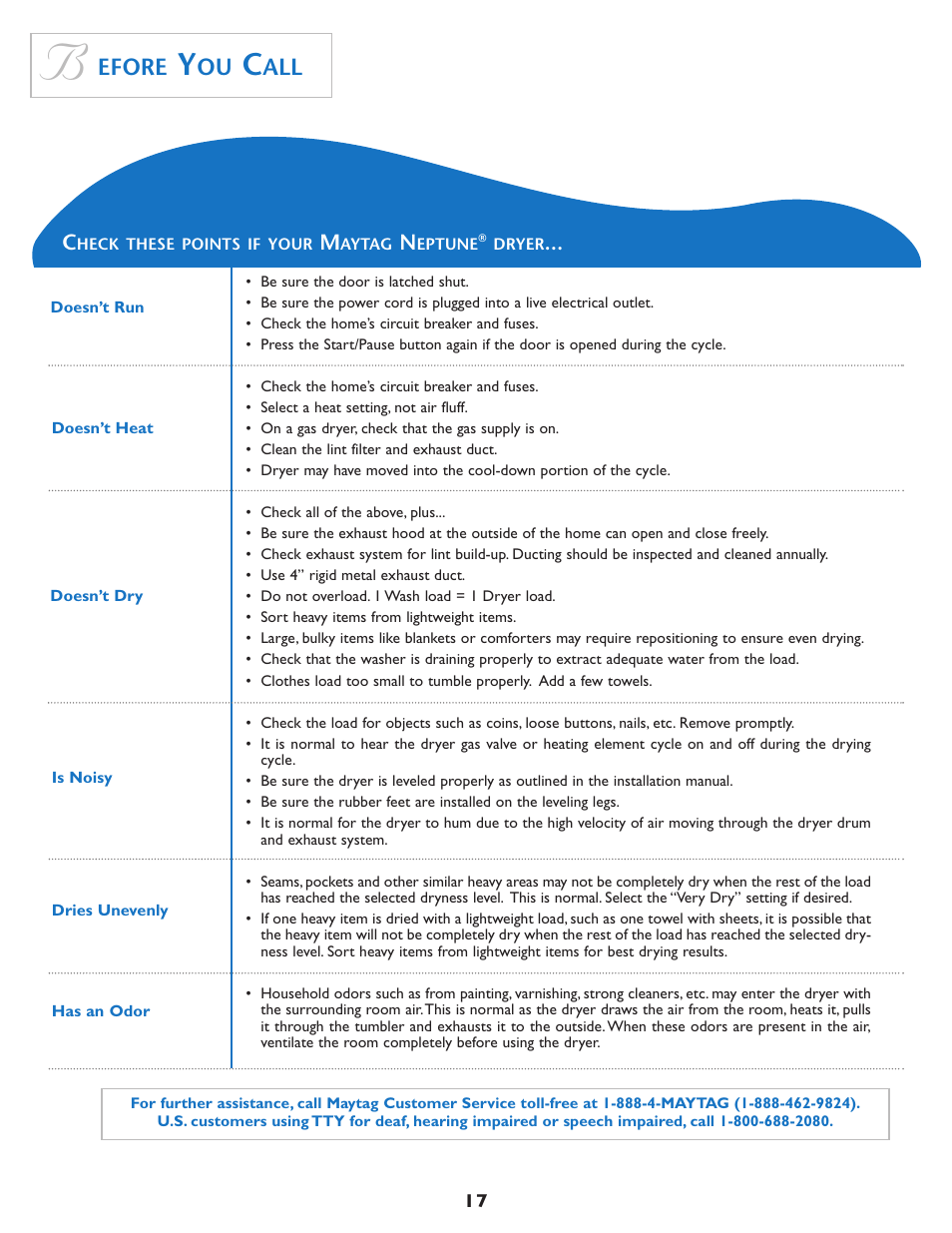 Efore | Maytag MD7500 User Manual | Page 18 / 20