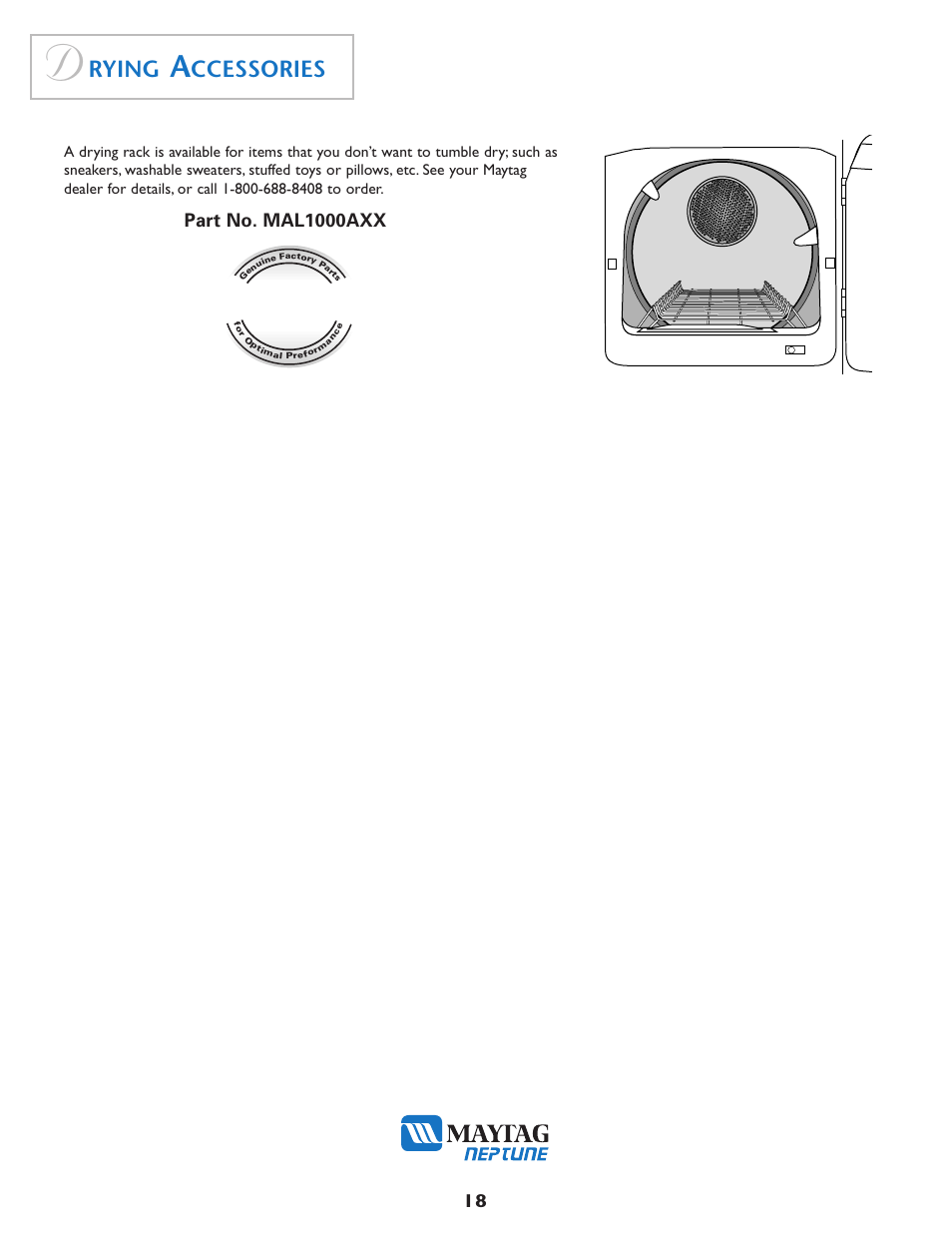 Get real, Rying, Ccessories | Part no. mal1000axx | Maytag MD7500 User Manual | Page 19 / 20