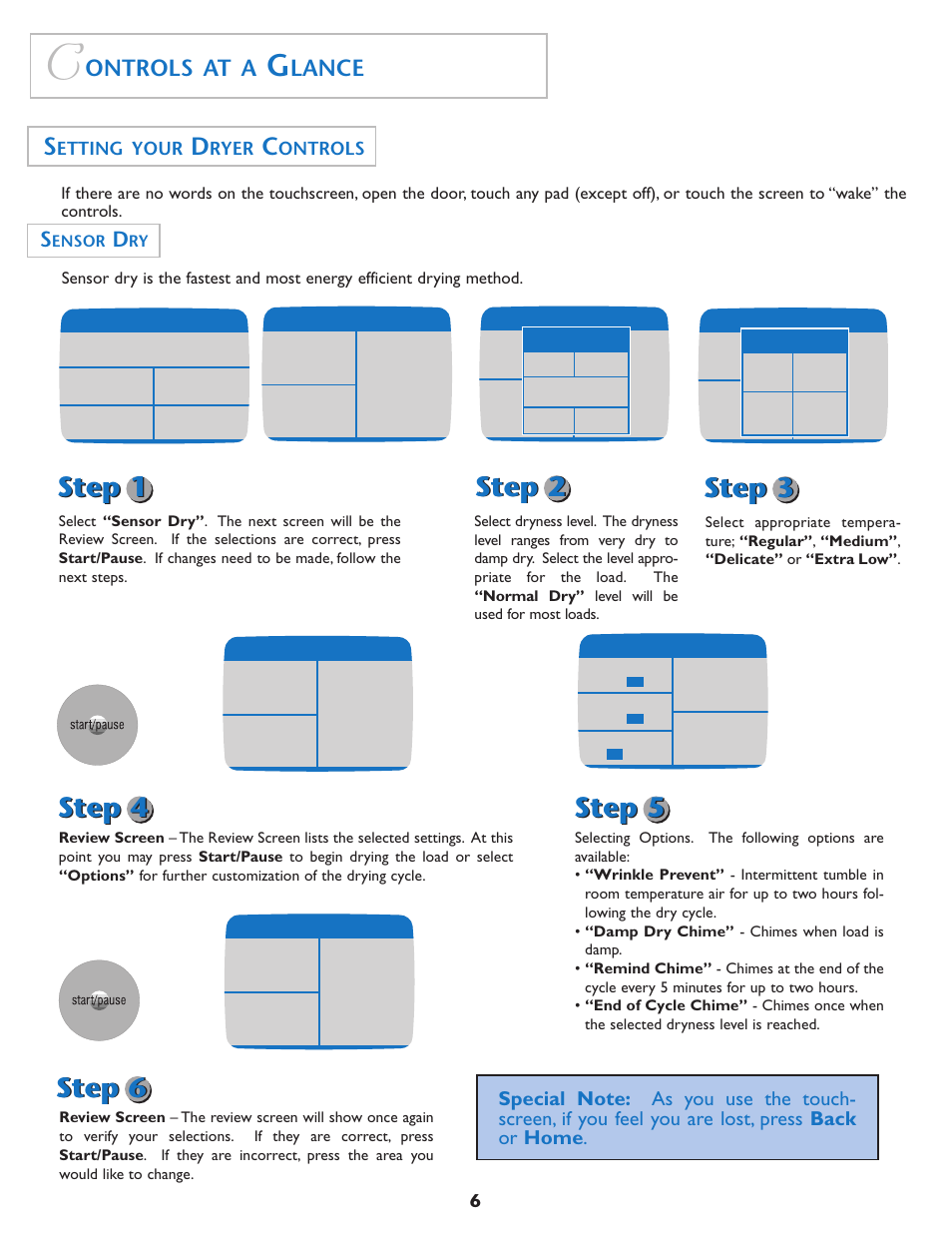 Step 1, Ontrols at a, Lance | Etting your, Ryer, Ontrols | Maytag MD7500 User Manual | Page 7 / 20