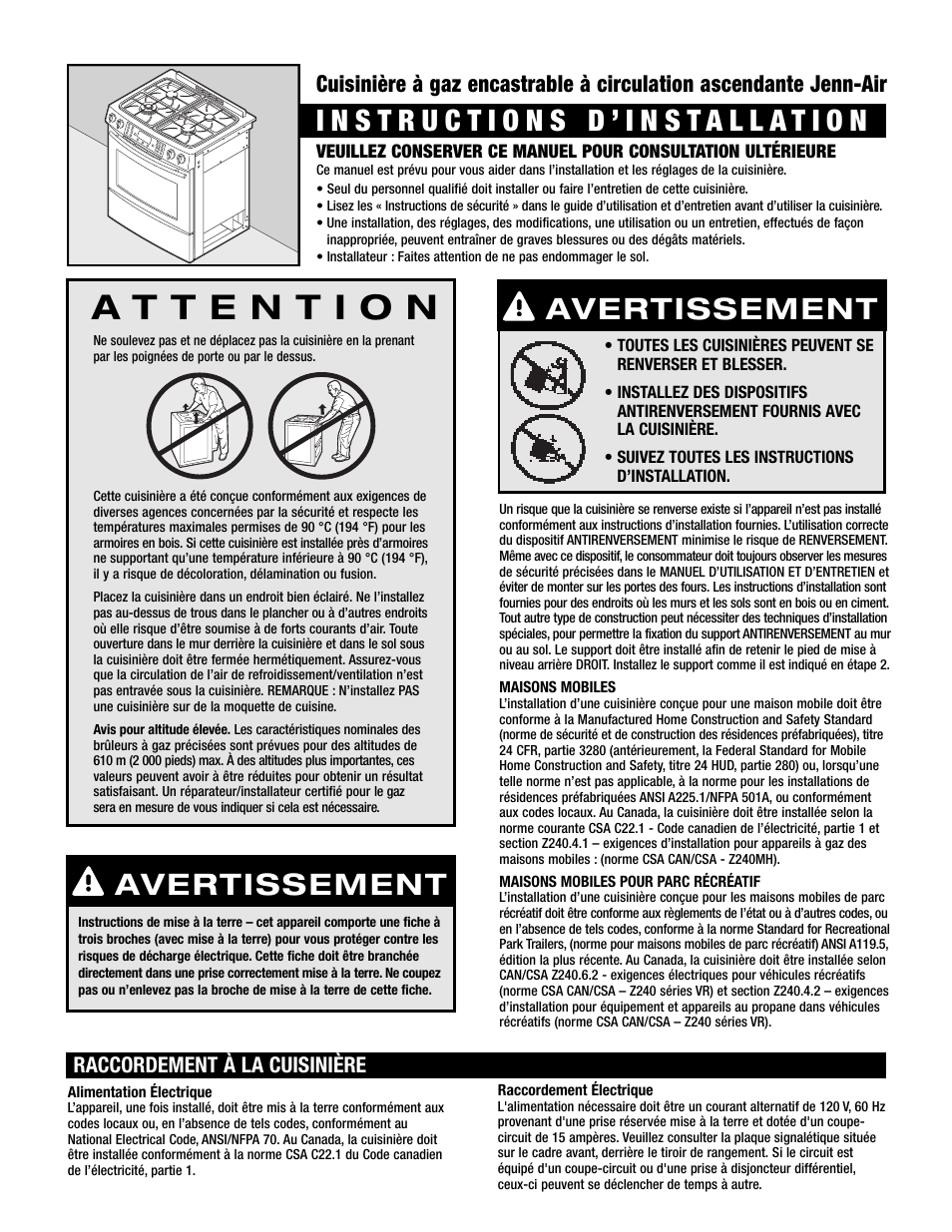 Avertissement | Maytag Oven User Manual | Page 4 / 14
