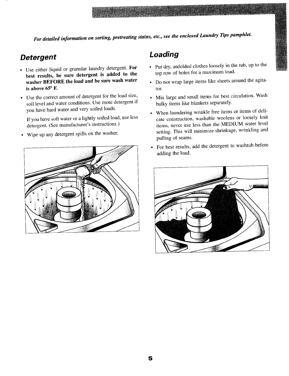 Loading, Detergent | Maytag MAV-2 User Manual | Page 6 / 10